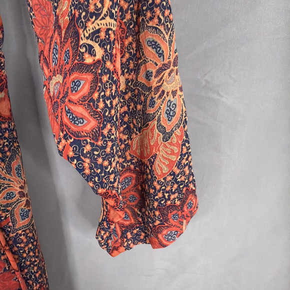 Free People Dress Womens Medium Teegan Mini Floral Chiffon Boho Faux Wrap - Picture 10 of 13